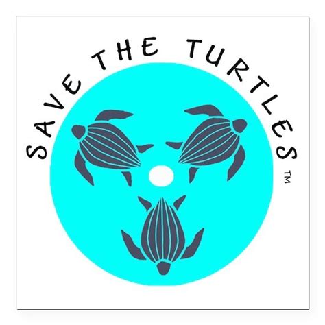 Save The Turtles Logo Square Car Magnet 3 X 3 By Save The Turtles