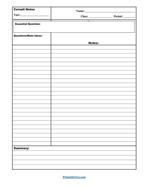 Free Download Printable Cornell Notes Pdf Templates
