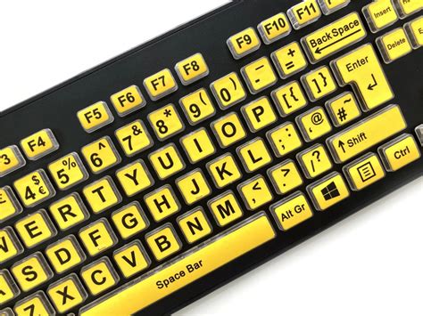 High Visibility Large Legend Keyboard Black On Yellow Kyb Rainbow2