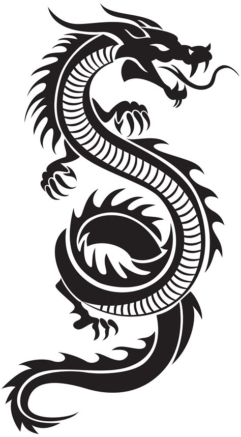 Chinese Dragon Silhouette Png Clip Art Tribale Draak Tatoeages