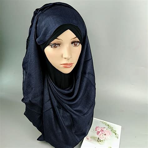 2019 silk crinkle hijab women muslim chiffon hijab scarf long head scarf female foulard hijab