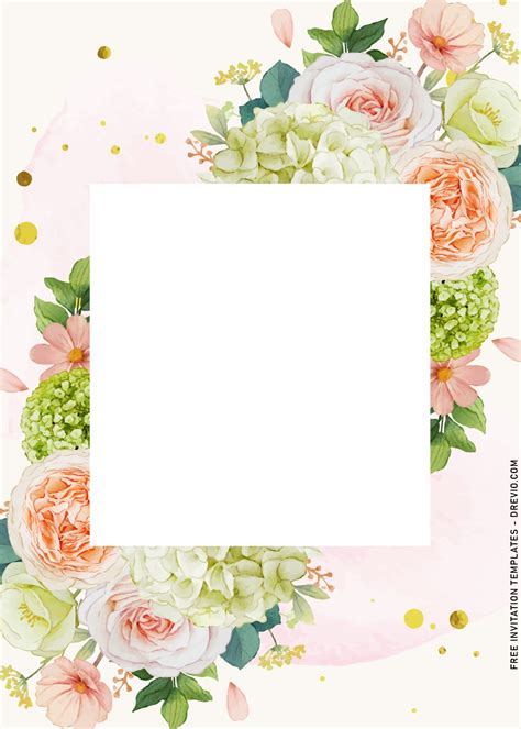 Cool 10 Watercolor Peach Roses Wedding Invitation Templates The