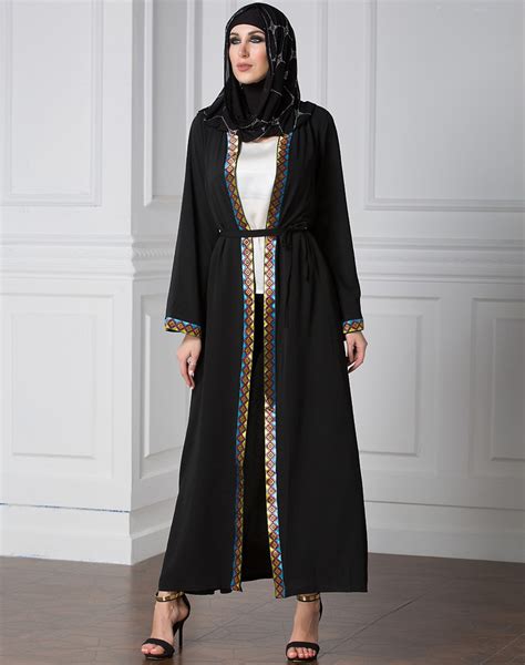 2018 Fashion Summer Muslim Islamic Black Loose Maxi Abayas For Woman In