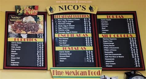 Call ahead your order and have it ready when you arrive Online Menu of Nicos Taco Shop Restaurant, Oro Valley ...