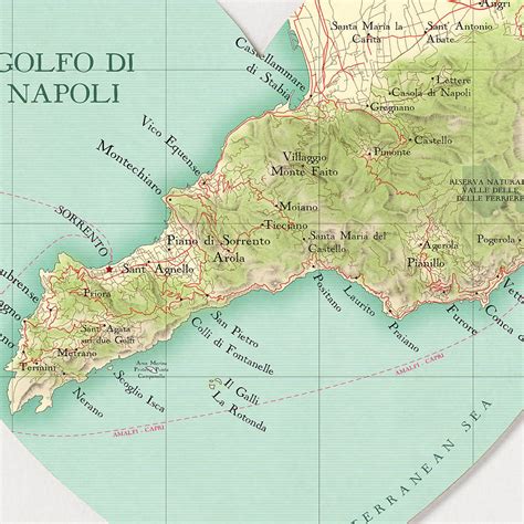 Sorrento Positano Coast Map Heart Wedding Print By Bombus Off The Peg