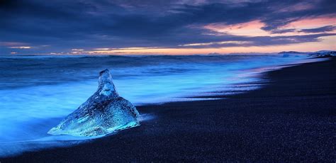 Wallpaper 1600x778 Px Beach Black Blue Clouds Cold Ice Iceland