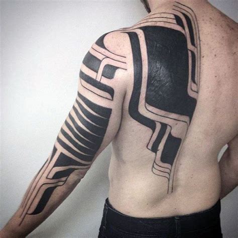 75 Tribal Arm Tattoos For Men Interwoven Line Design Ideas Tribal Arm