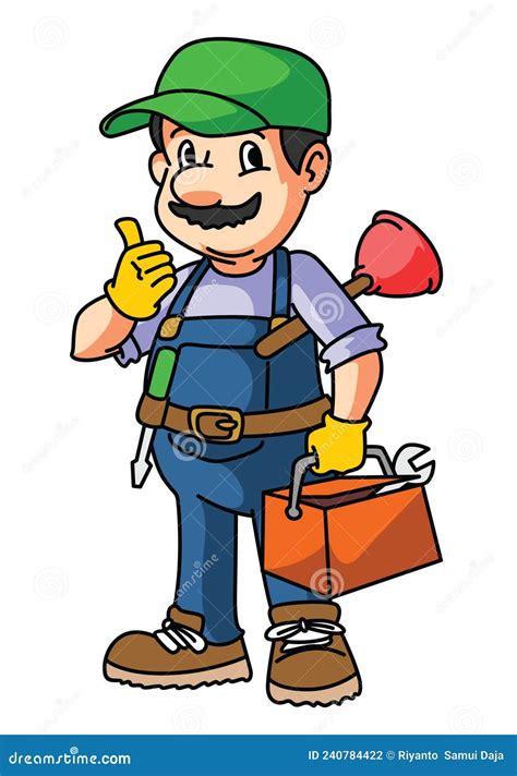 Male Plumbers Wearing Uniforms Silhouette Set Vector On A White