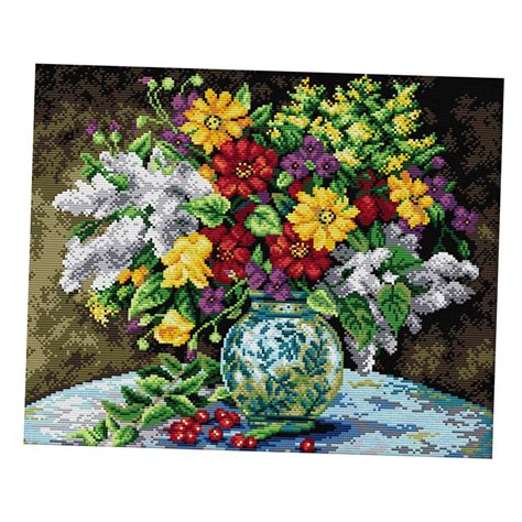flower stamped cross stitch kits pre printed cloth diy needlepoint adults ebay
