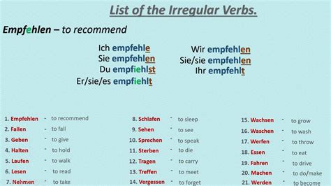 Examples Of Regular And Irregular Verbs In German Best Games Walkthrough