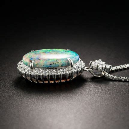 Black Opal Diamond Platinum Pendant Necklace
