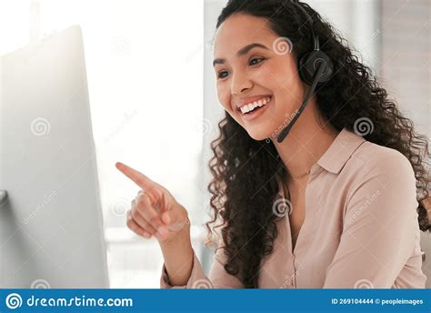 Thats A Great Deal A Young Female Call Center Agent Using A Computer