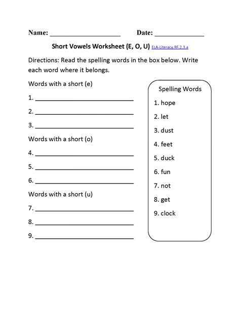 Printable Worksheets For Second Grade Phonics
