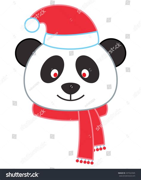Cartoon Panda Wearing Santa Hat Stock Vector Illustration 337322945
