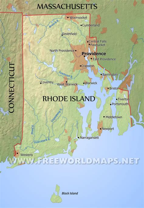Physical Map Of Rhode Island