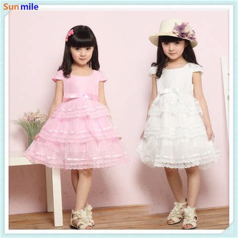 Girl Dress Beautiful Girls Clothes Bow Ball Gown Lace White Pink Kids