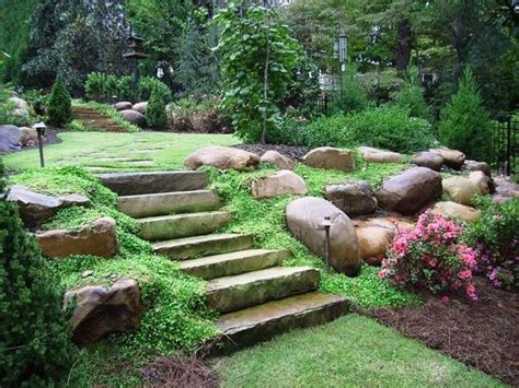 Pin By On Uneven Backyard Large Backyard Landscaping