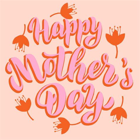 Happy Mother`s Day Lettering Card Greeting Typography Font Postcard
