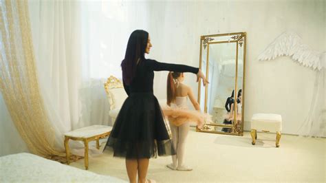 Mom Ballerina And Daughter Ballerina Doing Dance Moves Stock Video