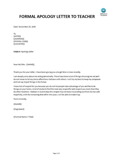 Apology Letter To Teacher Templates Writolay Com Lett Vrogue Co
