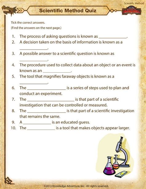 Science Worksheet For 5th Grade