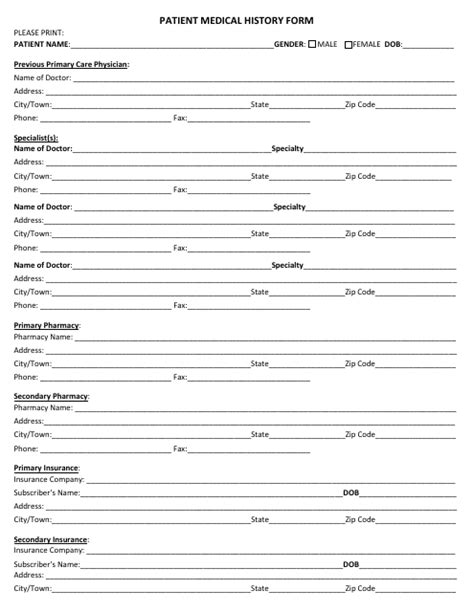 Patient Medical History Form Lines Fill Out Sign Online And