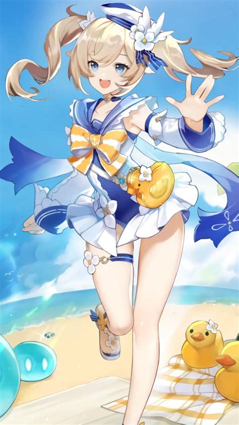 Genshin Impact 16 Barbara Summer Suit Sea Breeze Dandelion Video In 2021 Anime Wallpaper