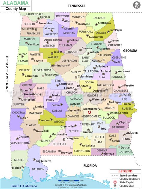 Alabama County Map 1 