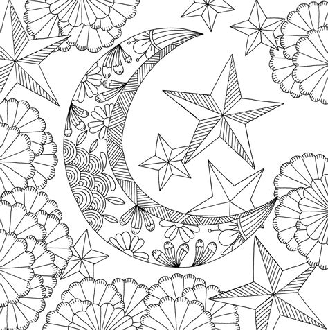 Star Moon Coloring Page  Moon And Stars Coloring Pages Printable
