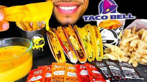 Taco Bell Eating Mouth Sounds Nacho Cheese Sauce Nacho Fries Tacos Crunchy Sounds Cinnamon Twist