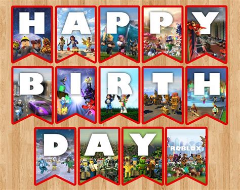 Roblox Birthday Banner Roblox Flag Pennant Party Badge Etsy Happy