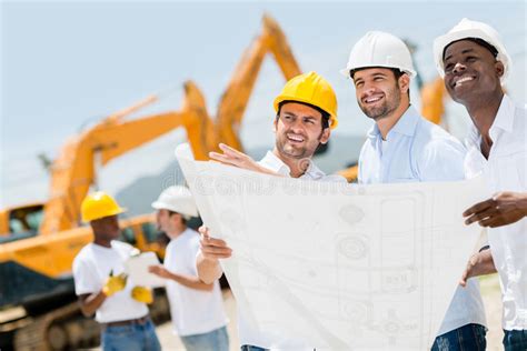 Group Of Construction Workers Stock Photo Image Of Protection Helmet