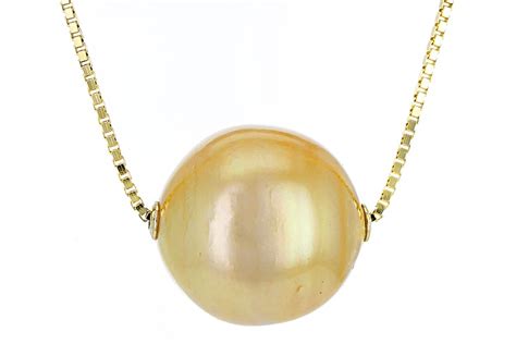 Mm Golden Cultured South Sea Pearl K Yellow Gold Inch Necklace