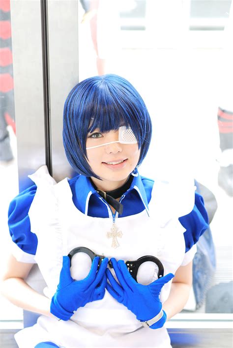 Namada Ryomou Shimei Ikkitousen Highres 1girl Apron Asian Bangs Blue Eyes Blue Gloves