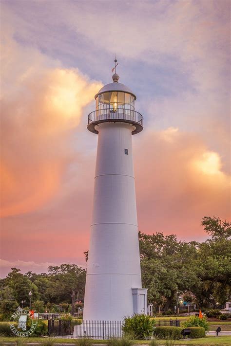Lighthouse At Sunrise Biloxi Lighthouse Lighthouse Painting