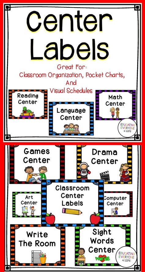 Labels For Classroom Centers Elementary Teaching Resources Classroom