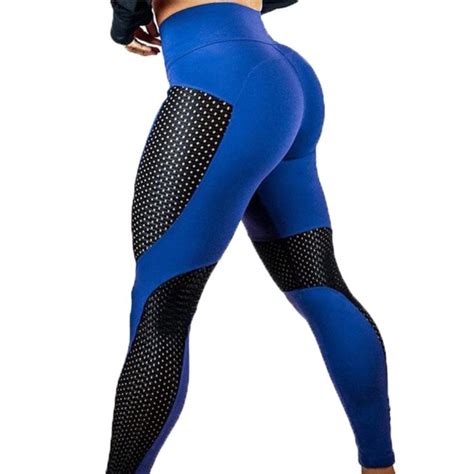 Women High Waist Sexy Push Up Workout Yoga Pants Mesh Patchwork Breathable Fitness Leggings