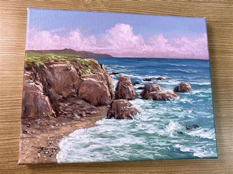 Acrylic Painting Cliff Rock Seascape Original Painting Etsy