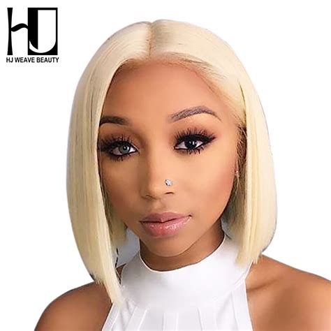 13x6 Blonde Lace Front Wig Brazilian 613 Short Bob Lace Front Human