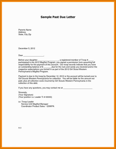 Past Due Letter Template Free