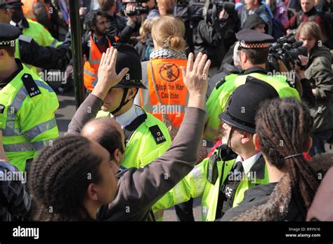Protesters And Police Clash Outside The Bank Of England During The