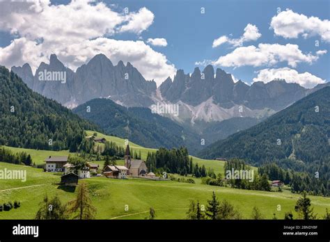 Val Di Funes Villnöß With The Peaks Of The Dolomites Towering Above