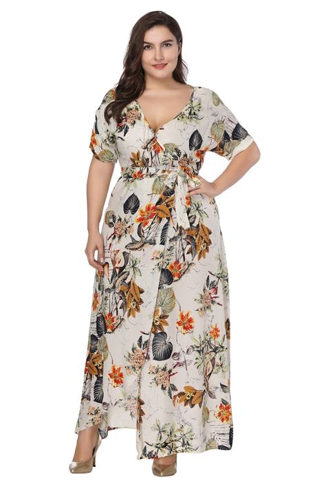 Summer Maxi Dress Plus Size Women Clothing Floral Printed Women