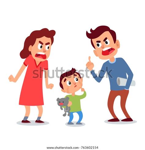 Father Mother Arguing Fighting Little Son Stock Vector Royalty Free