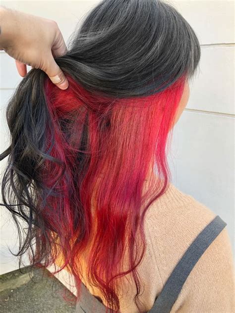 Red Underneath Hair Color Haircut Hairstyle