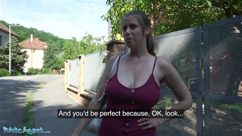 public agent pretty belgian girl with natural huge boobs has amateur reality sex outside with