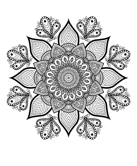 Free Flower Mandala Adult Coloring Page
