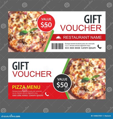 Discount T Voucher Fast Food Template Design Pizza Set Stock Vector
