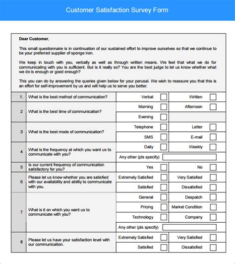 6 Sample Customer Survey Templates To Download Sample Templates