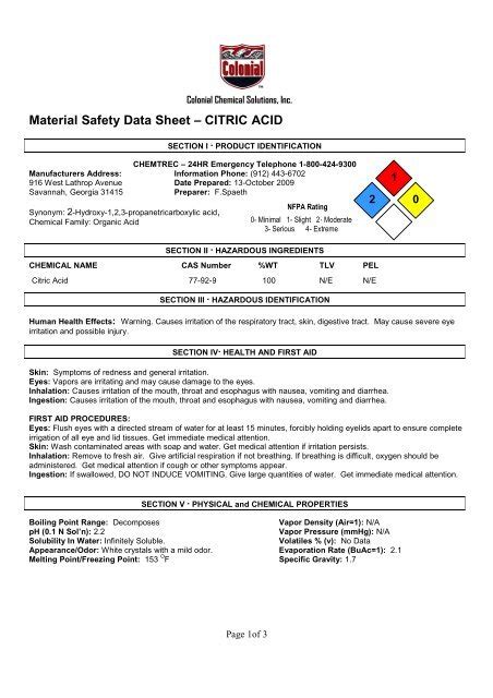 32 Citric Acid Safety Data Sheet Images Best Information And Trends